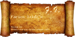 Farics Iziás névjegykártya